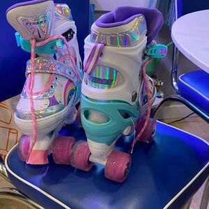 Colorful Roller Skates with light up wheels, size medium adjustable size 13- 3